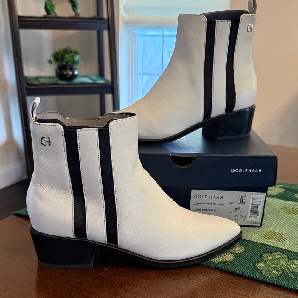 Cole Haan Women's Ankle Boots in White and Black